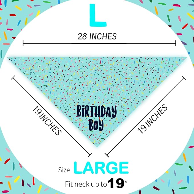 Birthday Boy Dog Bandanas 1 Pack, Blue Birthday Dog Scarfs, HBD Pet Scarves for Birthday Boy Party Bandanas for Medium and Large Dogs (Blue, Large)