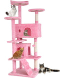 Cat Tree for Indoor Cats, Multi-Level Cat Tower with Scratching Posts & Cozy Condo, Space Saving Cat Activity Center, Durable Pet Play House (54in,Pink)