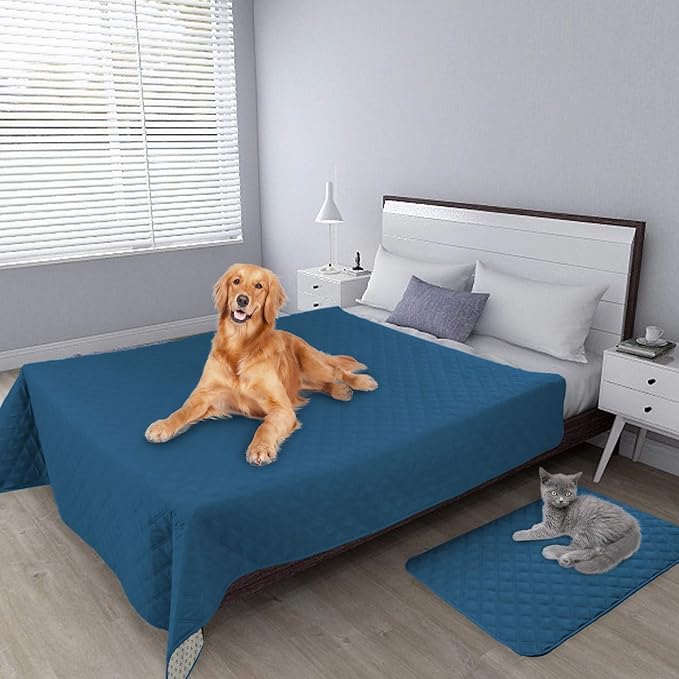 Easy-Going 100% Waterproof Dog Bed Cover, Non-Slip Pet Blanket for Furniture, Washable Couch Cover, Repleasement Sofa Cover (120X82 in,Peacock Blue)