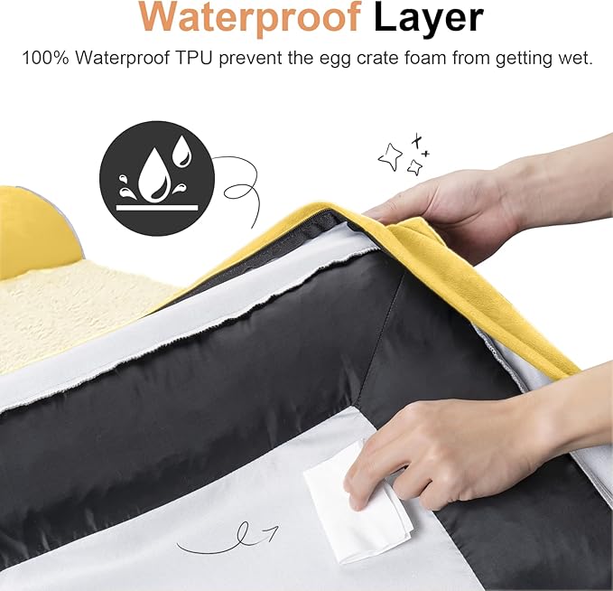 Small Dog Bed Orthopedic Washable: Beds Bolster Small Sized Dogs Bed Egg Crate Foam Couch Sofa Waterproof with Removable Cover - Ginger