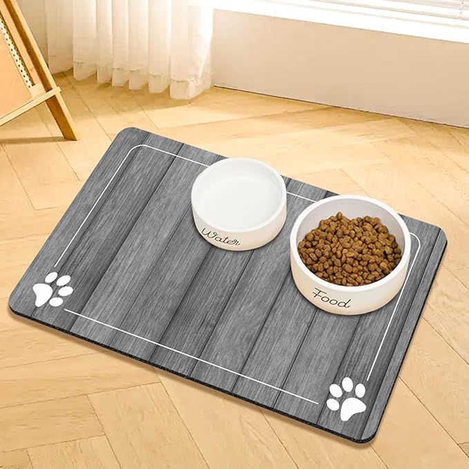 Food and Water Bowl Mat for Dog Cat, 20 x 12 inches Waterproof Non-Slip Absorbent Pet Feeding Matt Placemat