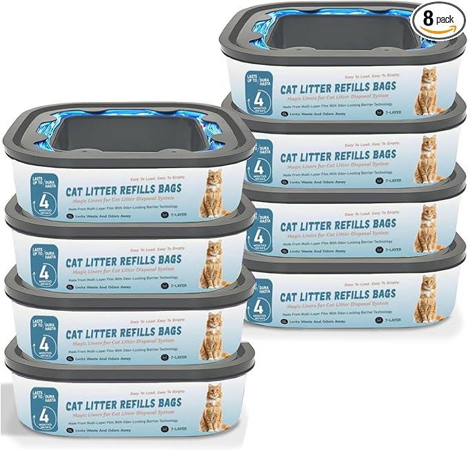 Jumbo 28FT Cat Litter Refills Bags Cartridge Compatible with Cat Genie Standard, Plus, XL+ Pail Refills, 8 Pack