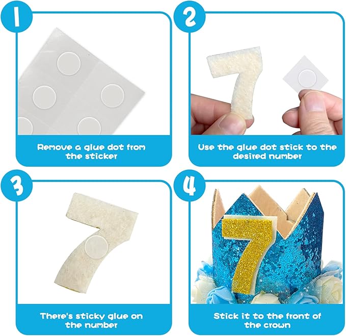 Pet Crown Hat Dog Birthday Reusable Birthday Party Crown for Boy Cat Doggie Headband Hats with 0-9 Figures Charms Pet Gift Grooming Accessories with Glue Dots Pack of 1(Blue)