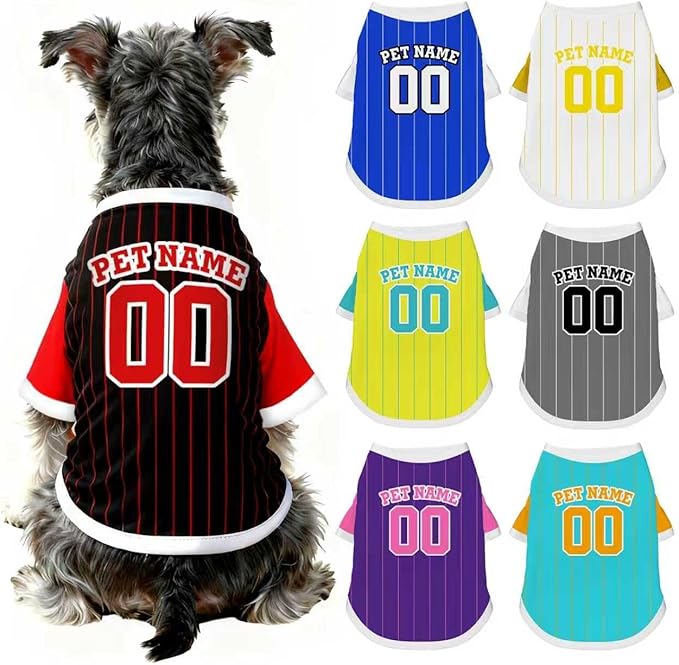Custom Dog Shirt Personalized Pet Jersey Shirts with Name Photo Text Logo Customized Dog Pullover T Shirt Gifts for Small Medium Large Dogs Cats