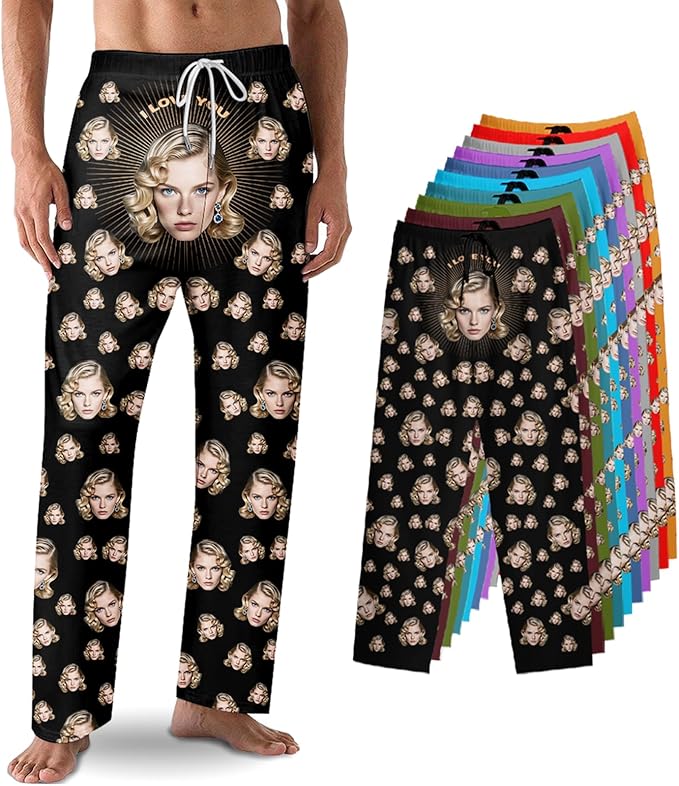 Custom Pajama Pants with Face customized PJ Pants Christmas Valentine gifts for Men Women