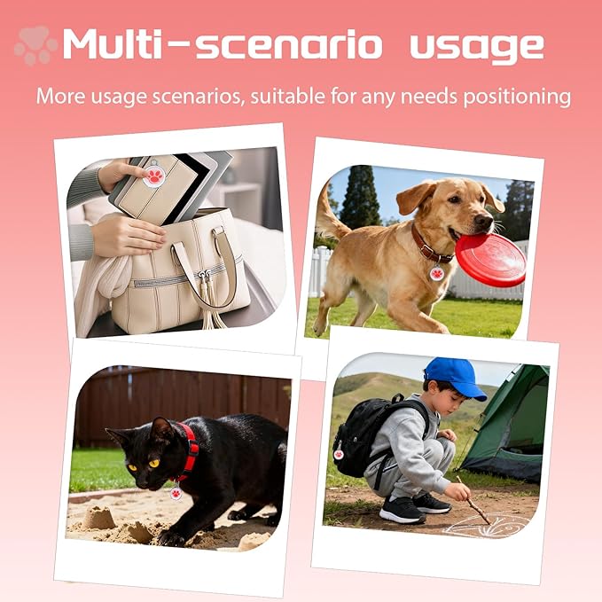 2025 GPS Tracker for Pet, No Monthly Fee & No SIM Card Needed | Real-Time Tracking for Dogs, Cats & Small Animals | Lightweight Design | Long Battery Life | Compatible with iPhone & Android