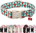 Christmas Dog Collar for Small Dogs - Cute Festive Plaid with Red Bow Christmas Collars for Dogs, Soft Adjustable New Year Dog Collars with Quick Release Buckle S