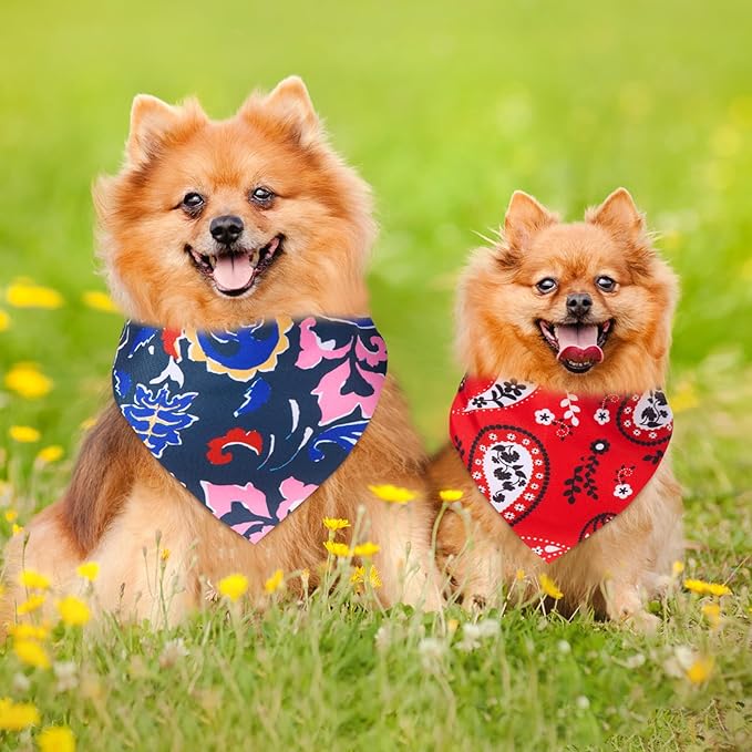 Sanwuta 120 Pcs Paisley Dog Bandanas Bulk Paisley Bandanas for Dogs Adjustable Washable Pet Scarf for Small and Medium Pets, 30 Styles