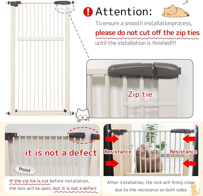 Lumizone Extra Tall Pet Gate 55.12" High Pressure Mounted 50.79"-55.11" Extra Wide (9 Sizes) 1.37" Gap for Cat Dog Stairs Doorway Hallway No Drilling Auto-Close (50.79"-55.11" W, Cream White)