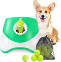 Automatic Dog Ball Launcher, Dog Ball Thrower with 15 Mini Tennis Balls Sizing 2 Inch and Mesh Bag, Interactive Dog Toys Tennis Ball Launcher for Small Dogs with 3 Distance Settings