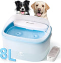 Dog Water Fountain for Large Dogs, 2.1Gal/8L Dog Water Bowl Dispenser, No Spill Automatic Pet Water Fountain for Dogs Cats Multiple Pets with Ultra Quiet Pump, 3 Filter Replacement, Blue