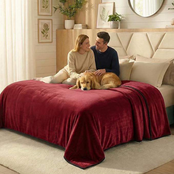 Paw Buddies Waterproof Blanket 80"x90" – Reversible Microfleece Throw for Couples, Pets & Family – Leakproof, Machine Washable Bed & Sofa Protector for Home or Travel