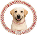 Cuban Link Dog Chain Collar Rose Gold Crystal Dog Necklace Metal with Design Secure Buckle Pet Collar Jewelry Accessories for Small Medium Large Dogs Cats(Rose Glod 20inch)