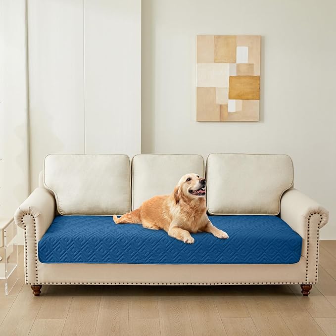 hyha Waterproof Dog Blanket, Soft Pet Bed Blankets, Waterproof Sofa Couch Cover for Dogs Washable, Reversible Pet Couch Covers for Sofa Furniture (40x50 Inch, Navy Blue/Blue)