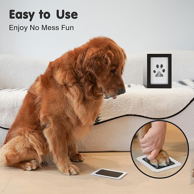 Inkless Paw Print Kit for Dogs,Cats & Babies - Clean Touch Dog Nose & Baby Handprint Kit,Mess Free Dog Paw Print Kit,1-Pcs Ink Pad & 1 Wooden Frame - Keepsake Gifts for Pet Lovers,New Moms