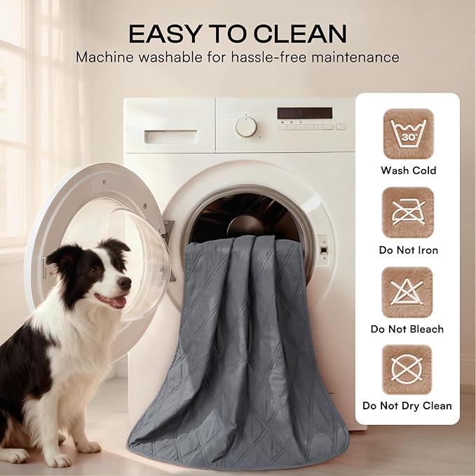Luciphia 100% Waterproof Couch Cover Blanket for Dogs Anti-Slip Pet Couch Protector Sofa Mat Puppy Cat with Non-Slip Bottom, Grey, 40x50 Inch