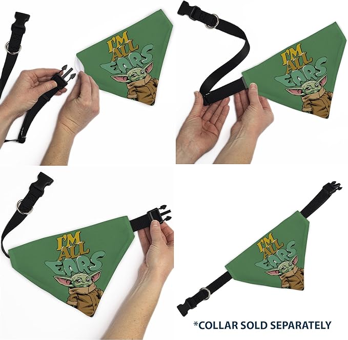 Star Wars Pet Bandana Star Wars Grogu Im All Ears Pose Green Slip On Collar Bandana Only