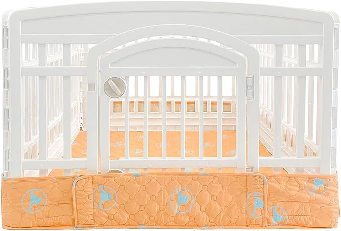 PJYuCien Dog Playpen Bottom Pad Fits for 36 Inch 4 Panels Exercise Pet Pen, Using as a Fence Stabilization and Puppy Pen Mat, Hoop and Loop Design, Orange (Playpen Not Included)