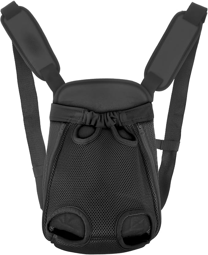 Inspack Dog Backpack Carrier/Cat Carrier, Adjustable Pet Front Carriers Travel Bag for Puppy Medium Dogs, Legs Out, Soft Ventilated Doggie Chest Carry Backpacks for Hiking/Camping, 10-16 lbs, Black