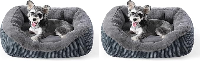 INVENHO Small Dog Bed for Small Dogs, Cat Beds for Indoor Cats Washable, Orthopedic Dog Bed, Warming Soft Calming Sleeping Puppy Bed Durable Pet Bed with Anti-Slip Bottom S(20"x19"x6") (Pack of 2)