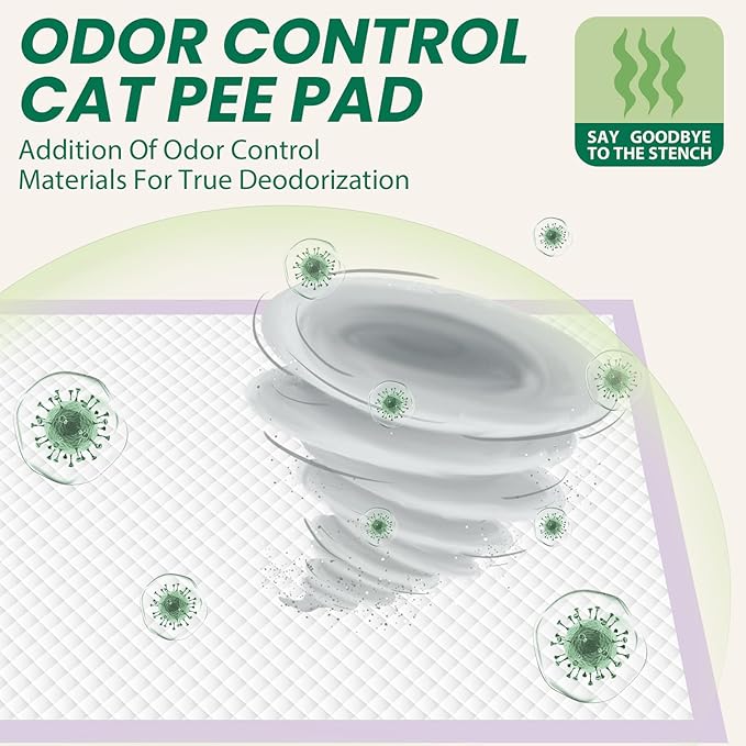 IMMCUTE Multi-Cat Litter Pads 16.9" X 11.4", 30 Ct, Odor Control, Thickened Leak-Proof Pee Pads for Breeze System, Super Absorbent Up to 2L, Disposable Cat Pads Refills, Unscented