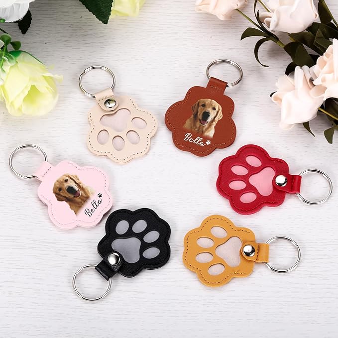 Custom Leather Pet Fur Keychain – Personalized Memorial Keepsake Keyring for Friend, Dog Cat Hair Sympathy Gifts﻿