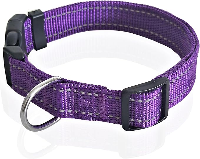 Adjustable Nylon Dog Collar, Reflective Collar 1 Inch 3/4 Inch 5/8 Inch Wide, for Large Medium Small Dogs