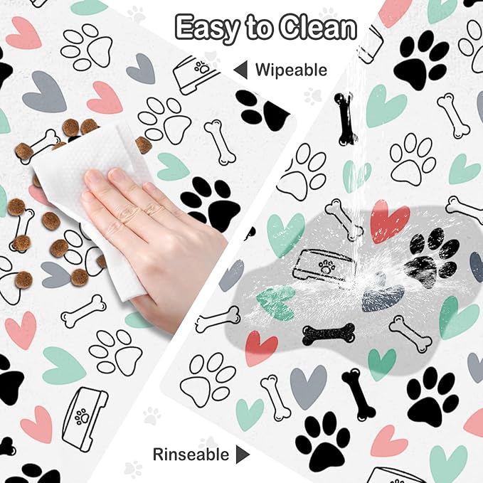 Dog Food Mat for Pet Cat Food Mat, Paws Absorbent Quick Dry Dog Bowl Mats for Food and Water, Non-Slip Cat Pet Feeding Mats for Floor Placemats 12"x20"