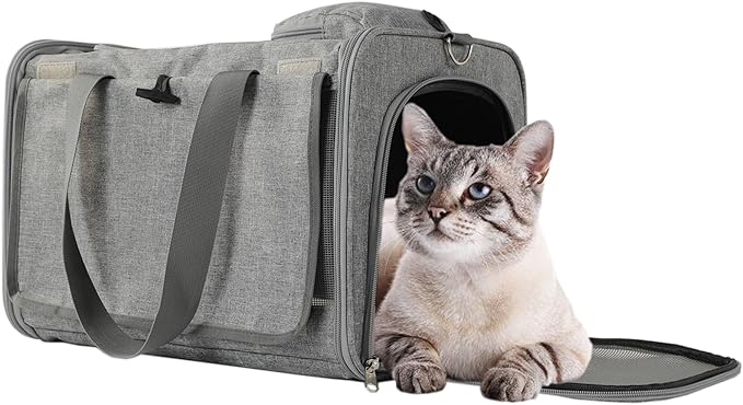 Soft Cats Carrier for Small Dogs Carriers Airline Approved Puppy Travel Bag Softsides Puppy Carry,Soft-Sided,Pets Small Animals Rabbits Bunny Outdoor (Gray)