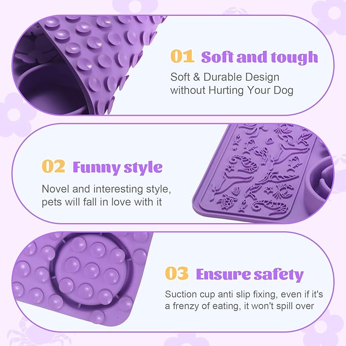 Silicone Lick Mat for Dogs & Cats – Slow Feeder Dog Bowl, Non-Slip Licking Mat for Large & Small Breeds, Puzzle Feeder & Snuffle Mat for Fast Eaters, Interactive Pet Food Mat