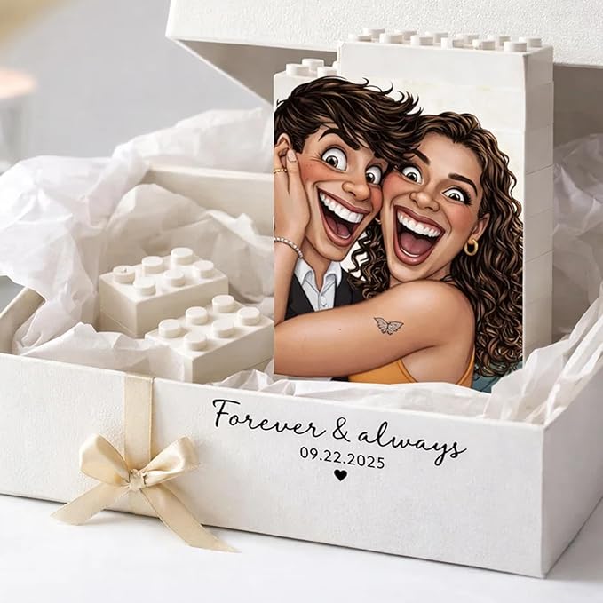 NAZENTI Custom Photo Building Block gifts for Valentines, Personalized Couple Photo Caricatures Block for Him Husband, Couple Puzzle Gift, Birthday Present For Her, Home Decor with Image