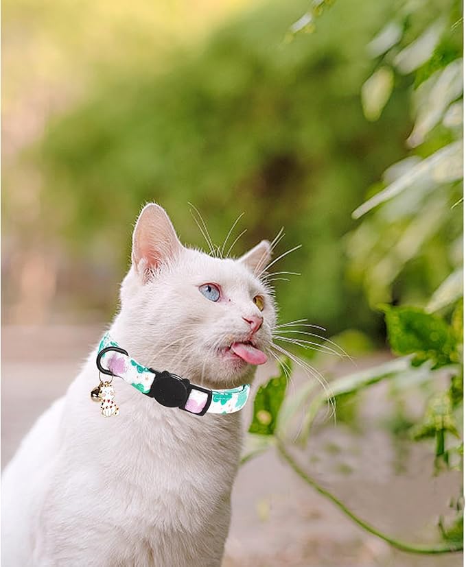 St Patrick's Day Cat Collar-2 Pack Cat Collars Trefoil Cat Collar Breakaway with Kitten and Bell Pendant Safety Buckle Cute Cotton Collar for Boy Girl Cats Gift for Cats and Small Pets