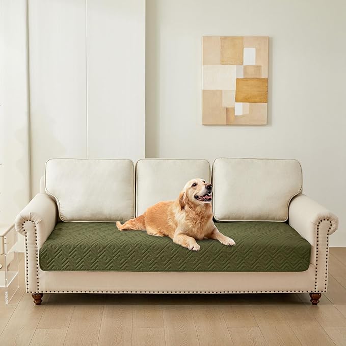 hyha Waterproof Dog Blanket, Soft Pet Bed Blankets, Waterproof Sofa Couch Cover for Dogs Washable, Reversible Pet Couch Covers for Sofa Furniture (30x90 Inch, Green/Navy Blue)
