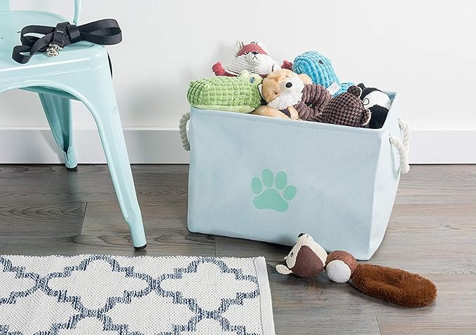 Bone Dry Pet Storage Collection Collapsible Bin, Medium Rectangle, Aqua