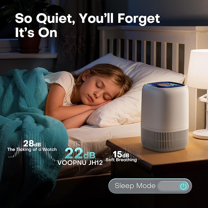Air Purifiers for Home with H13 Quiet HEPA Filter Up to 1076 Ft² for Pet Hair, Odors, Pollen, Smoke, Compact Air Cleaner with 3 Speeds, Timer, Aroma Quiet 360°Intake Filter, White