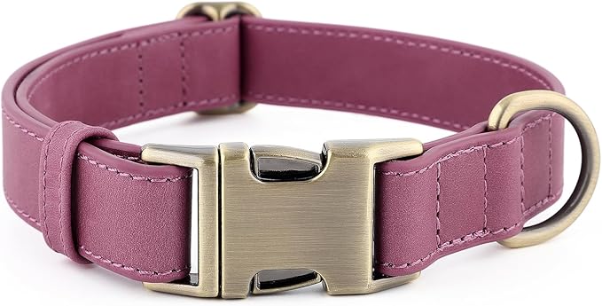 Plutus Pet Genuine Leather Dog Collar – Adjustable Pet Collar with Quick Release Metal Buckle, Soft Real Leather for Small Medium Large Dogs, Heavy Duty & Skin-Friendly (Purple, XS)