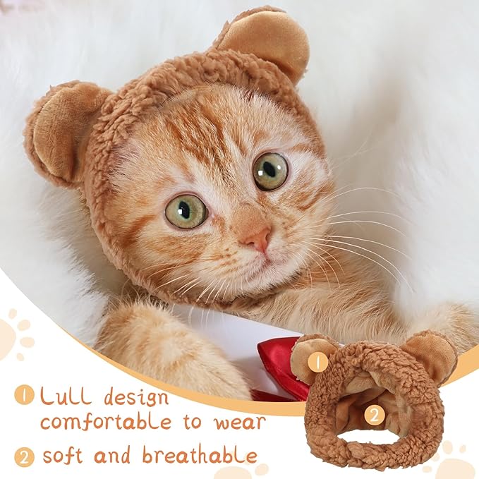 Weewooday 5 Pieces Cat Costume Bunny Hat Outfit with Ears Funny Cat Hat and Small Dogs Kitten Puppy Party Easter Costume Accessory Headwear(Lovely Style)