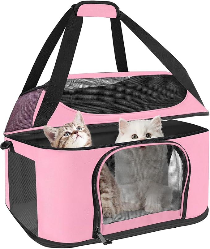 Premium Cat Carrier for Pets Up to 20 Lbs, Cat Travel Bag Soft-Sided Backpack Pet Carriers with Padded Shoulder Strap, Dog Carrier for Small Dogs Puppy Carry Airline Approved, Pink