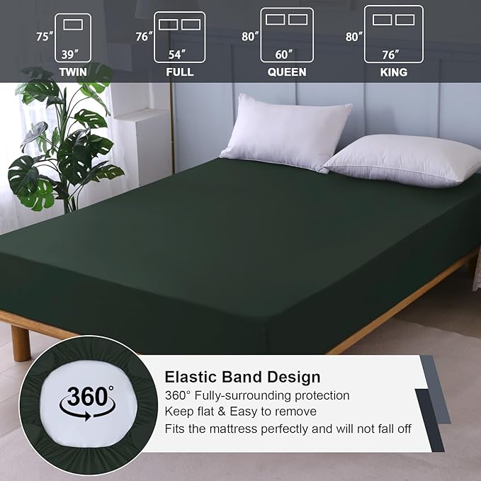 Waterproof Mattress Protector Twin, Fitted Sheet Style Breathable Mattress Cover with Deep Pocket Fits Up to 18'', Noiseless Bed Cover for Kids Adults, Machine Washable (Green, 39'' X 75'')