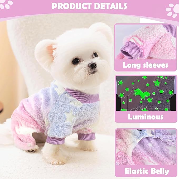 Dog Sweaters Small Girl Warm Fleece Pajamas, Cute Extra Small Dog Clothes, 4 Legs Puppy Jumpsuit Pjs Soft Stretchy Doggie Onesies Pet Outfit Apparel for Chihuahua Yorkie