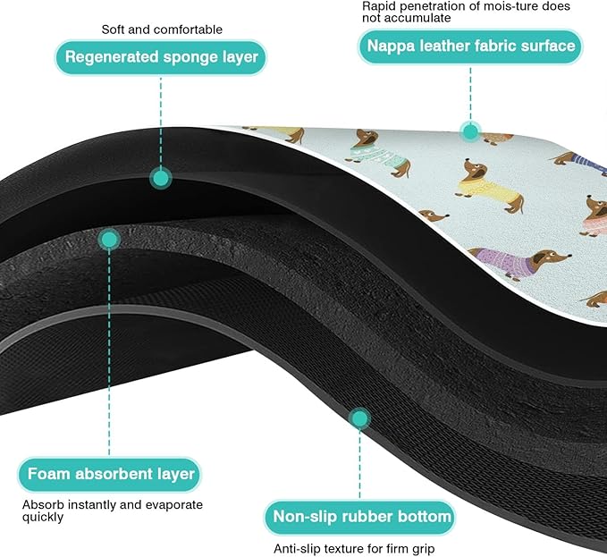 Dachshund Dog Food & Water Mat, Pet Feeding Mat for Floor Non-Slip Waterproof, Super Absorbent Cat Bowl Mat, Easy to Clean Eco-Friendly Durable Pet Placemat,16" × 24"