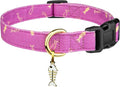 Cotton Handmade Dog Collar Cute and Distinctive Patterns Purple Fish with Pendant for Girl Boy Dogs Collars L
