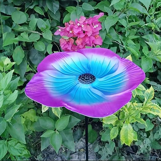 Bee Watering Station 1 Pack - Bird Bath Butterfly Cups with Flower Design, Weather-Resistant Metal Stakes Outdoor Garden Yard Decor(Purple-A)