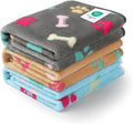 Luciphia 1 Pack 3 Blankets Fluffy Premium Fleece Pet Blanket Flannel Paw Printed Throw for Dog Cat(Medium 30x20'', Grey/Brown/Blue)