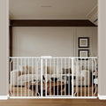 WAOWAO Baby Gate 62.19-66.88" Extra Wide Pressure Mounted Walk Through Swing Auto Close Safety White Metal Toddler Kids Child Dog Pet Puppy for Stairs,Doorways,Kitchen
