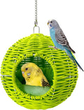 Chewproof Steel Frame Bird Nest for Cage, Washable Small Bird Bed Hammock Hideout Lay Eggs Parakeet Nest Sleep, Parakeet Warm Bed House Hut for Lovebird, Canary, Budgie, Finch (Green)