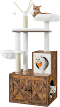 Feandrea Cat Tree with Litter Box Enclosure, 59-Inch Modern Cat Tower, 2-in-1 Condo with Scratching Posts, Washable Removable Cushion, Rustic Brown UPCT113X01