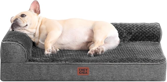 EHEYCIGA Orthopedic Dog Bed Medium Size Dogs, Memory Foam Dog Bed with Washable Removable Cover, Waterproof Pet Sofa Couch for Crate with Nonskid Bottom, 30x20x6, Dark Grey