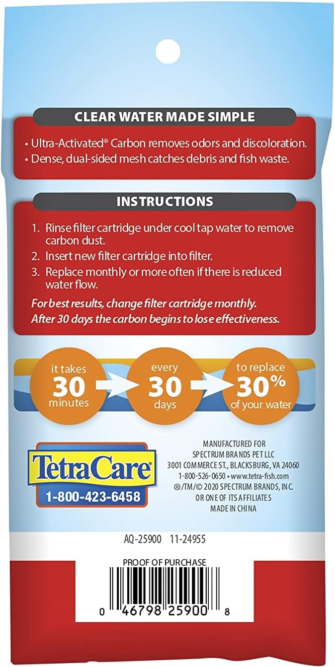 Tetra Filter Aquarium Cartidges, Removes Odors and Discoloration, Ready to Use, Small Whisper Filters, 2 Count