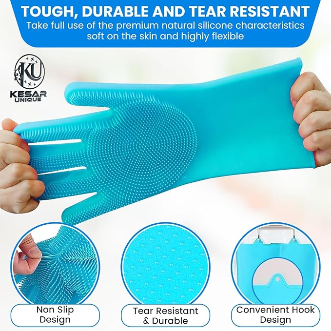 Dog Bathing Supplies – 8PCS Pet Shower & Grooming Kit for Dogs & Cats|Shampoo Dispenser with soft Silicone Bathing Gloves,Scrubber Brush & Finger Toothbrush|Dog Bath Brush for Short & Long Hair